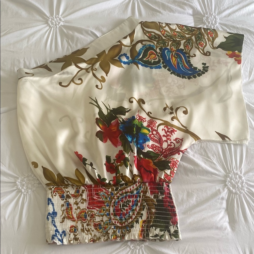 One shoulder kimono style blouse. Size Small